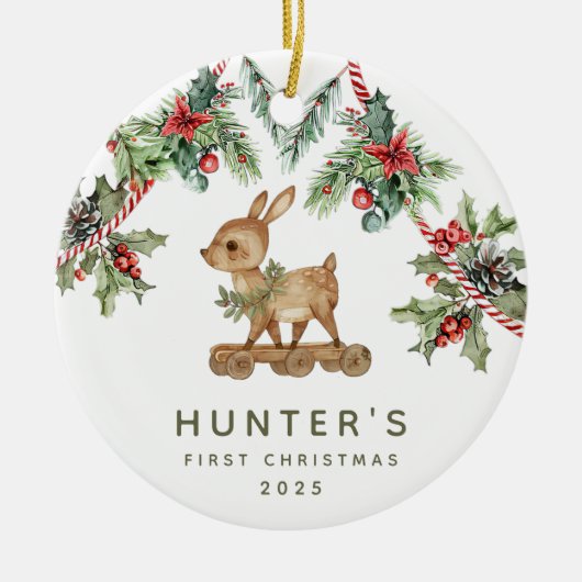 Deer Baby's First Christmas セラミックオーナメント (正面)