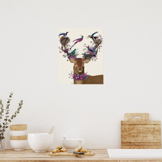 Deer Birdkeeper, Tropical Bird Nests ポスター (キッチン)