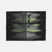 Deer Buck Doe Fawn Pine Trees Wilderness Love Camp フリースブランケット (正面(横))