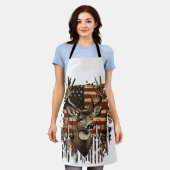 Deer, Buck Season USA Flag エプロン (着用した状態)