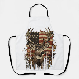 Deer, Buck Season USA Flag エプロン