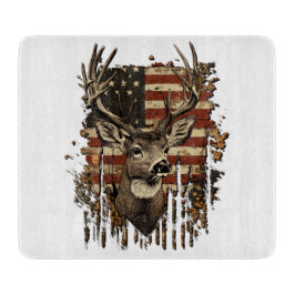 Deer, Buck Season USA Flag カッティングボード