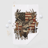 Deer, Buck Season USA Flag ゴルフタオル (インサイチュ)