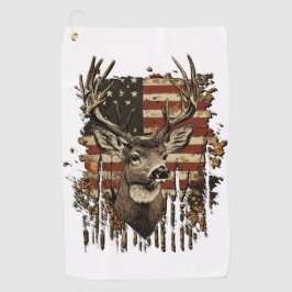 Deer, Buck Season USA Flag ゴルフタオル