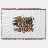 Deer, Buck Season USA Flag スローブランケット (正面)