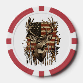 Deer, Buck Season USA Flag ポーカーチップ