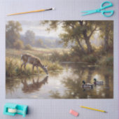 Deer by the Pond Decoupage 薄葉紙 (クラフト)
