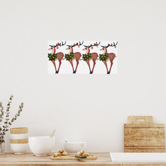 Deer Cheer Print ポスター (キッチン)