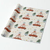 Deer Christmas Tree Illustration Wrapping Paper ラッピングペーパー (アンロールド)