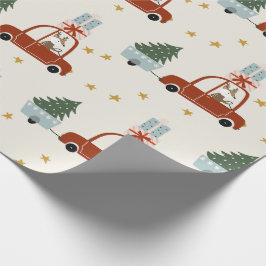 Deer Christmas Tree Illustration Wrapping Paper ラッピングペーパー