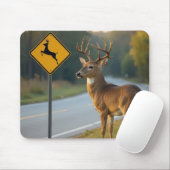 Deer Crossing Sign マウスパッド (マウス)