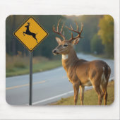 Deer Crossing Sign マウスパッド (正面)