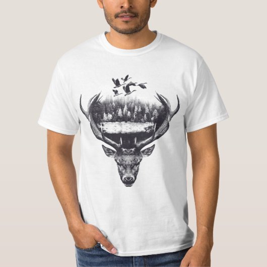 Deer design double exposed tシャツ (正面)