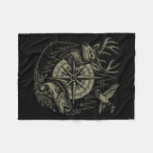 Deer Duck Fishing Hunting Solves Most Of My Proble フリースブランケット (正面(横))