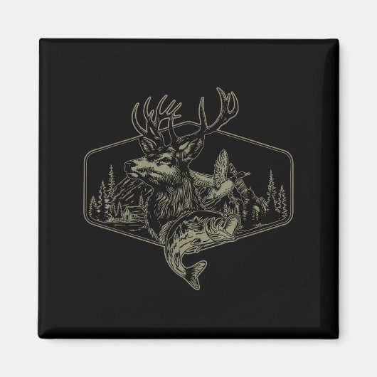 Deer Duck Fishing Hunting Solves Most Of My Proble マグネット (正面)