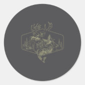 Deer Duck Fishing Hunting Solves Most Of My Proble ラウンドシール (正面)