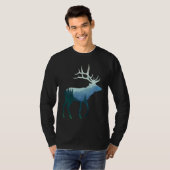 Deer Elk Double Exposure Surreal Wildlife Animal Tシャツ (正面フル)