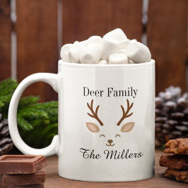 Deer Family Minimalist Reindeer Christmas コーヒーマグカップ