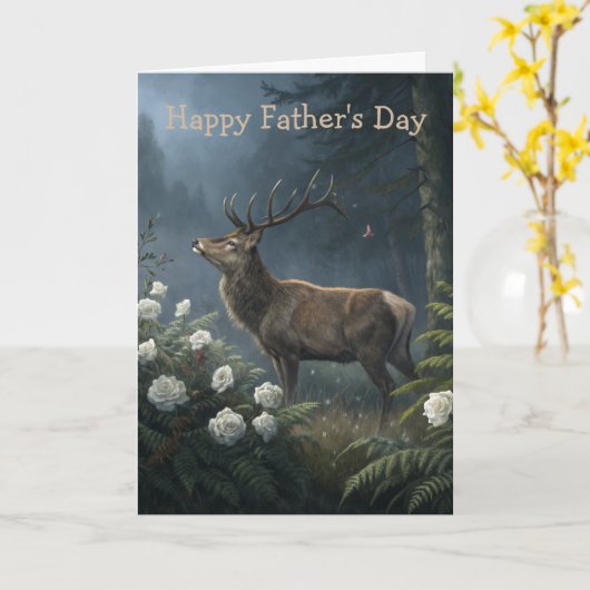 Deer Father's Day カード (黄色い花)