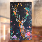 Deer Forest Butterflies Painting Privacy Artful ウィンドウサイン (シート2)