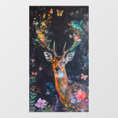 Deer Forest Butterflies Painting Privacy Artful ウィンドウサイン (シート)