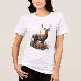 Deer Forest Silhouette – Bella+Canvas Women's Tri- トライブレンドＴシャツ