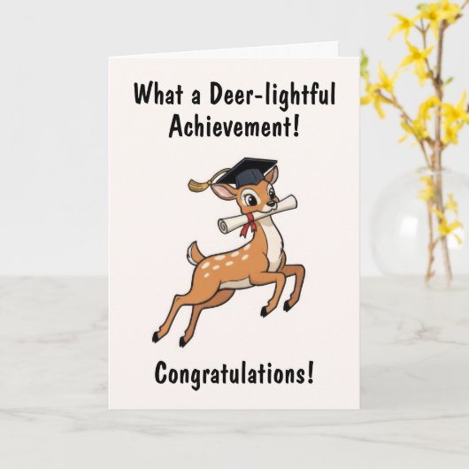 Deer Graduation Card カード (黄色い花)