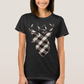 Deer Head Silhouette  White Buffalo Plaid Christma Tシャツ (正面)