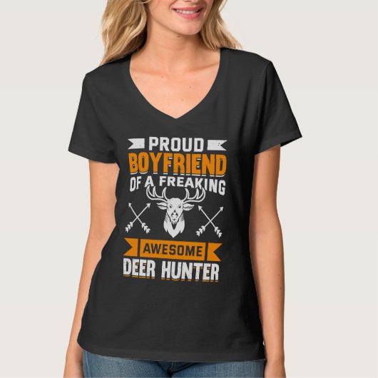 Deer Hunter Hunting Season Huntsman Boyfriend Tシャツ (正面)