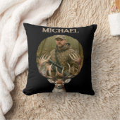 Deer Hunter Personalized Photo Camouflage Name クッション (ブランケット)