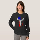 Deer Hunting American Flag 4th of July Patriotic U Tシャツ (正面フル)