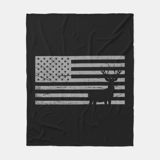 Deer Hunting And America Flag  Hunting Lover Gift フリースブランケット (正面)