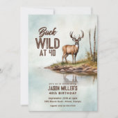 Deer Hunting Buck Wild 40th Birthday Party 招待状 (正面)