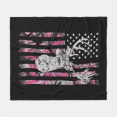 Deer Hunting Camo American Flag Pink Buck  フリースブランケット (正面(横))
