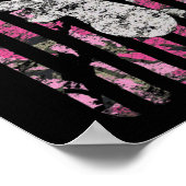Deer Hunting Camo American Flag Pink Buck  ポスター (角)