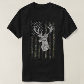 Deer Hunting Camo American Flag  Tシャツ (デザイン正面)