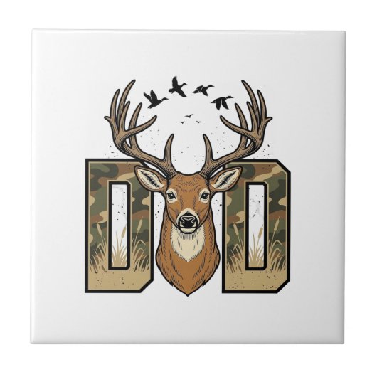 Deer Hunting Dad Camo Buck Vector Shirt Design_1 タイル (正面)