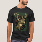 Deer Hunting Green Brown Camo Camouflage Artwork Tシャツ (正面)