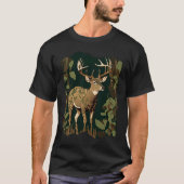 Deer Hunting Green Brown Camo Camouflage Artwork Tシャツ (正面)