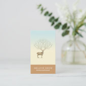Deer illustration floral antlers artistic card 名刺 (スタンド正面)