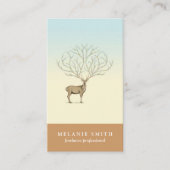 Deer illustration floral antlers artistic card 名刺 (正面)