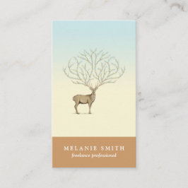Deer illustration floral antlers artistic card 名刺