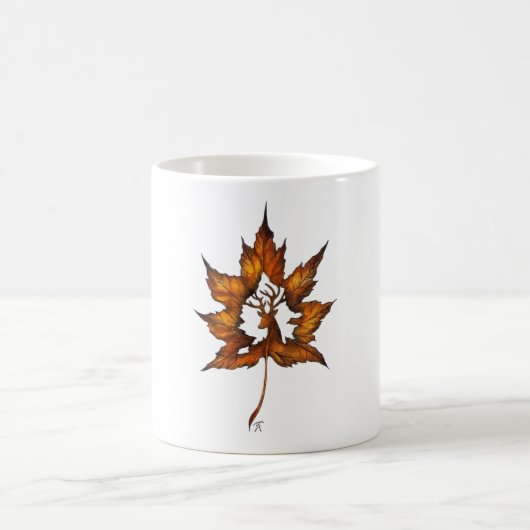 Deer in a leaf コーヒーマグカップ (中央)