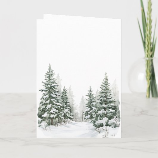 Deer in Snow Christmas Pine Trees カード (裏面)