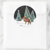 Deer in Starry Woodsギフトラベル ラウンドシール (バッグ)