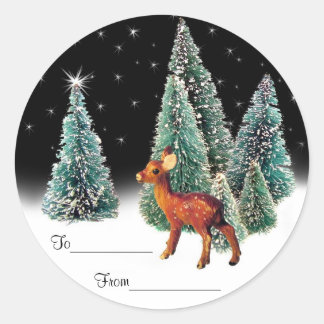 Deer in Starry Woodsギフトラベル ラウンドシール