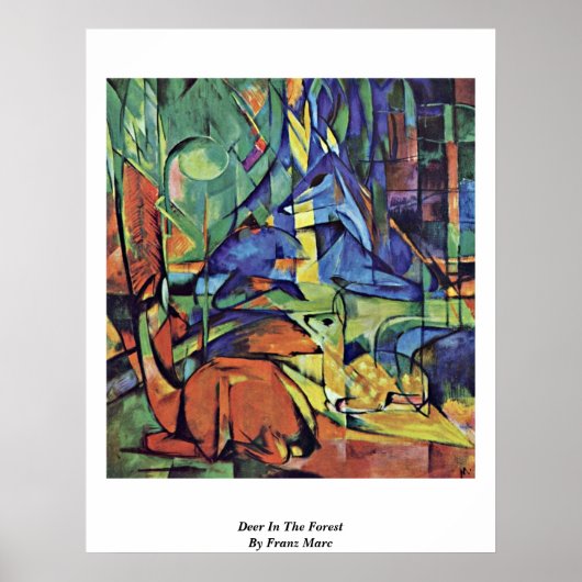 Deer In The Forest (Ii) By Franz Marc ポスター (正面)