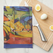 Deer in the Forest II by Franz Marc, Artヴィンテージ キッチンタオル (四つ折り)