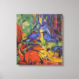 Deer in the Forest II by Franz Marc, Artヴィンテージ キャンバスプリント