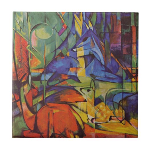 Deer in the Forest II by Franz Marc, Artヴィンテージ タイル (正面)